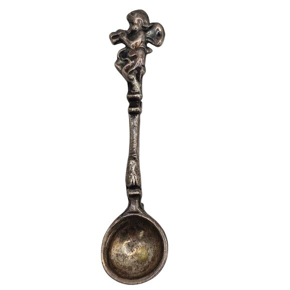Vtg Silverplate Souvenir Collector Spoon 2.75" Cherub Angel Handle Rustic Brooch - Picture 2 of 12